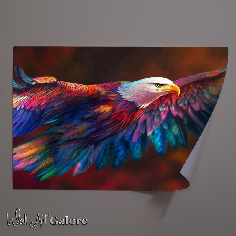 Buy Unframed Poster : (Eagle in flight its feathers swirling)