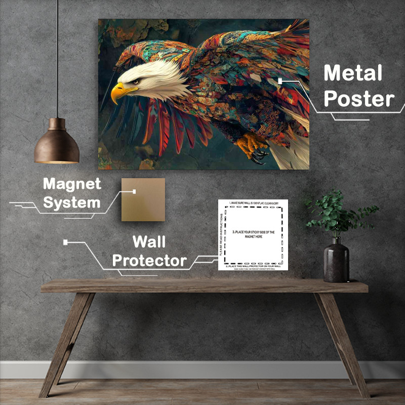 Buy Metal Poster : (Eagle soaring high in the sky its wings spread)
