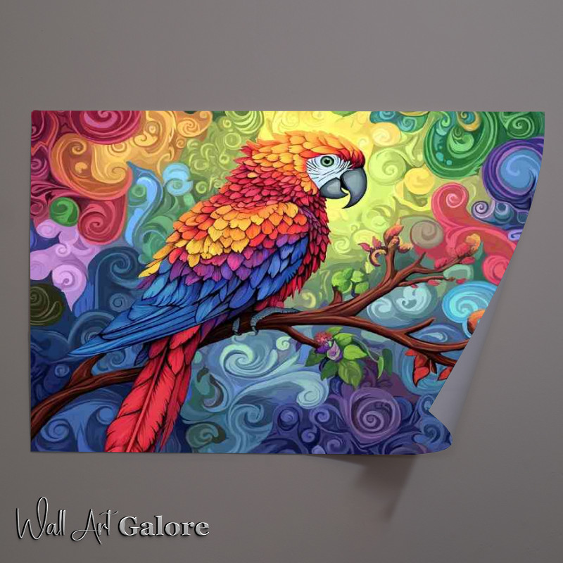Buy Unframed Poster : (Parrot sitting on a tree branch)