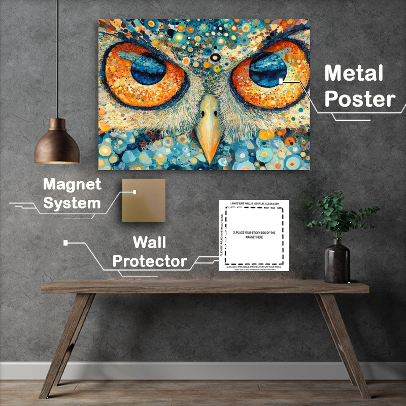 Buy Metal Poster : (Watercolor painting of owl eyes)