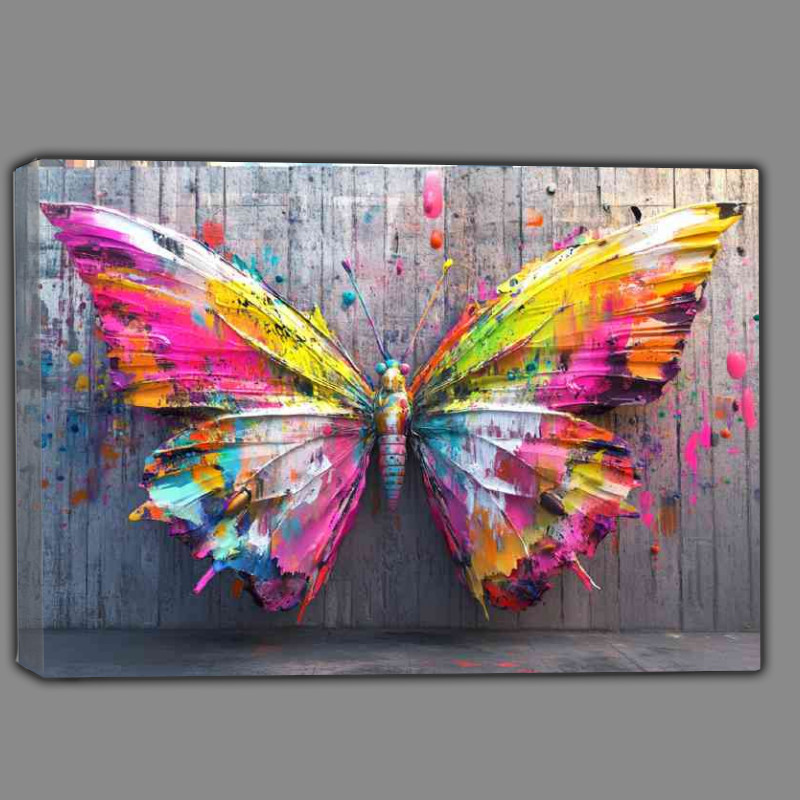 Buy Canvas : (A colorful butterfly made of paint with its wings)