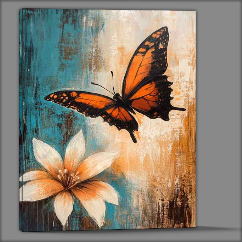 Buy Canvas : (Butterfly with orange and black wings resting)