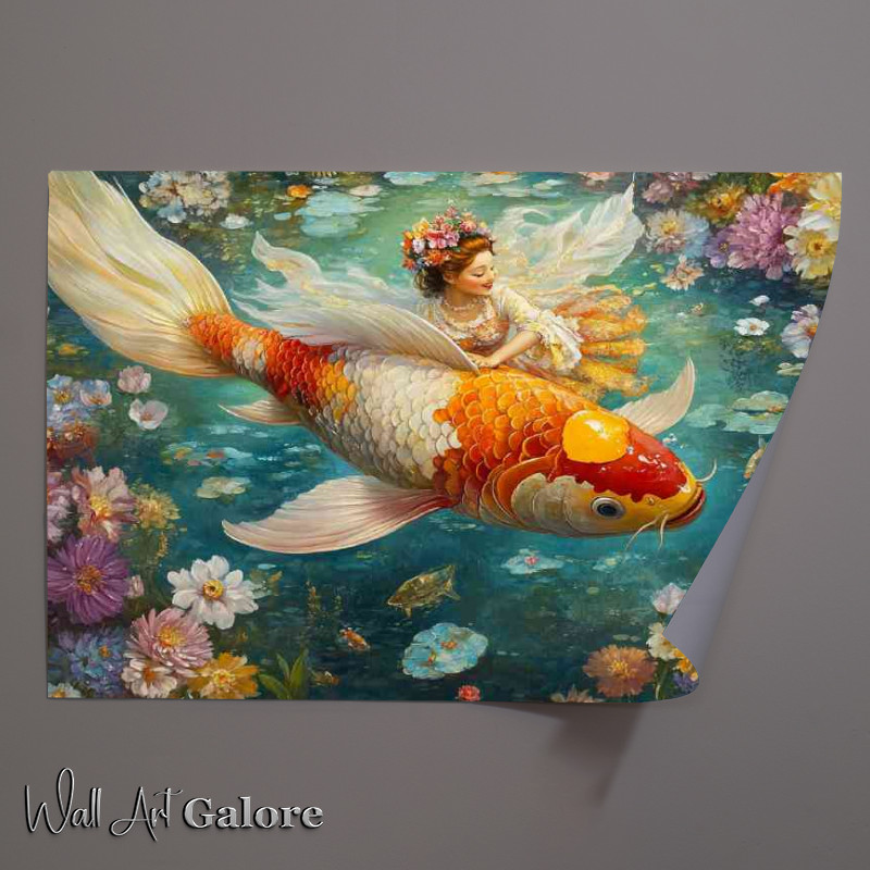 Buy Unframed Poster : (Koi fish with Angel wings colorful)