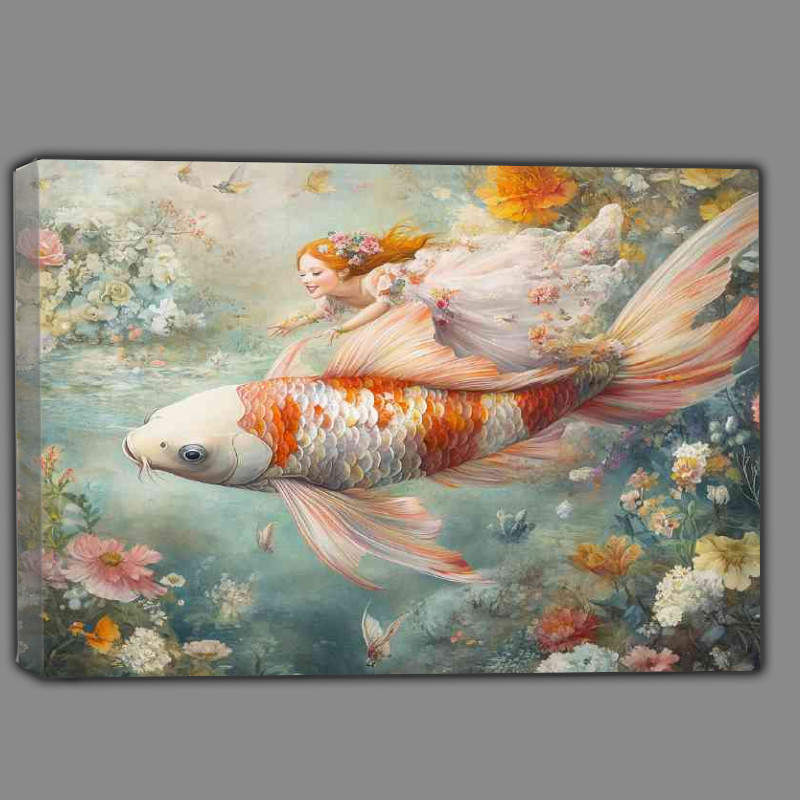 Buy Canvas : (Koi fish with wings colorful and detailed)