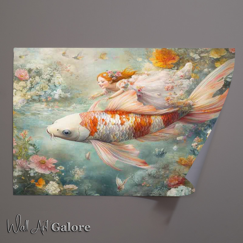 Buy Unframed Poster : (Koi fish with wings colorful and detailed)