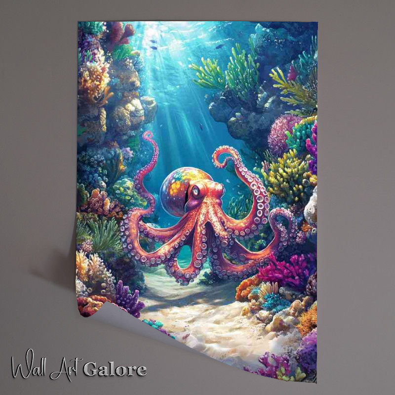 Buy Unframed Poster : (Colorful octopus in the ocean)
