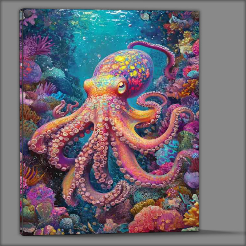 Buy Canvas : (Octopus swimming under the sea)