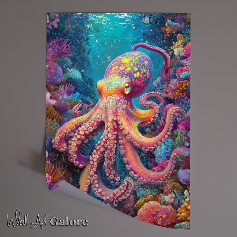 Buy Unframed Poster : (Octopus swimming under the sea)