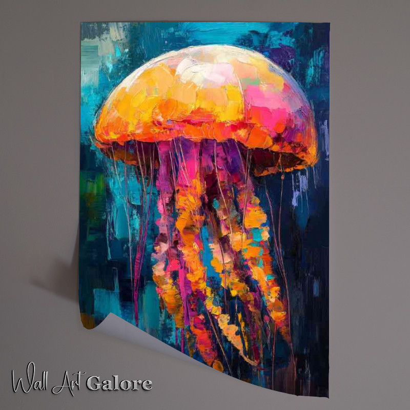 Buy Unframed Poster : (jellyfish oil painting abstract large brush strokes)