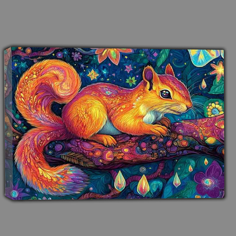 Buy Canvas : (A colorful detailed psychedelic style painting of a squirrel)