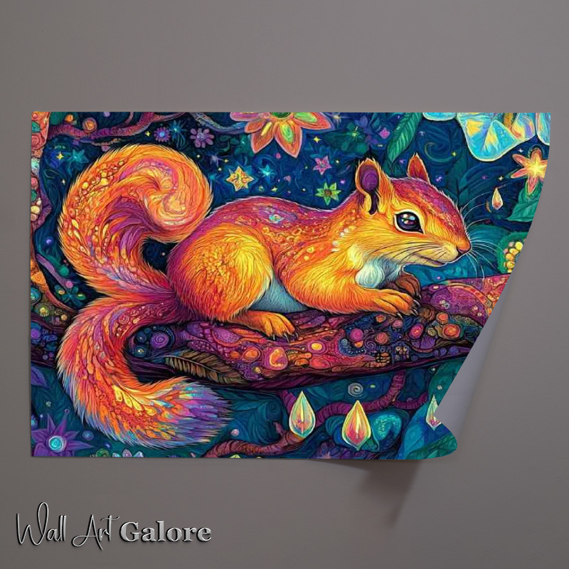 Buy Unframed Poster : (A colorful detailed psychedelic style painting of a squirrel)