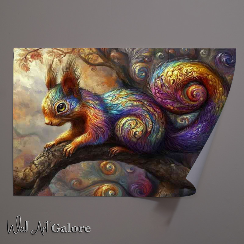 Buy Unframed Poster : (Colorful art of an iridescent squirrel)