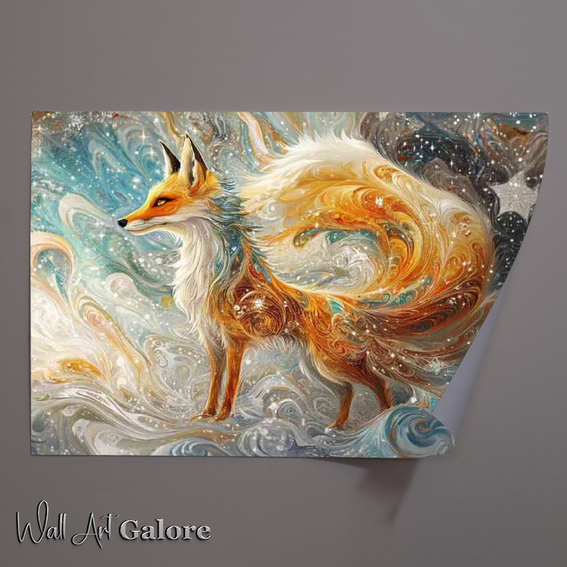 Buy Unframed Poster : (Whimsical and vibrant digital painting of an elegant red fox)