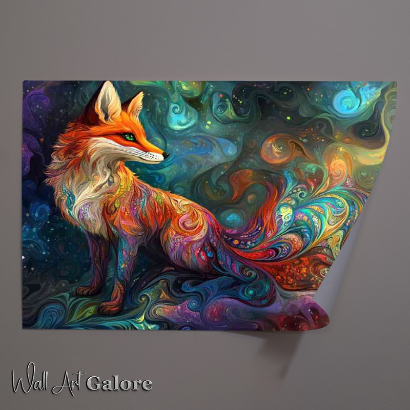 Buy Unframed Poster : (Whimsical and vibrant digital painting of an enchanted fox)