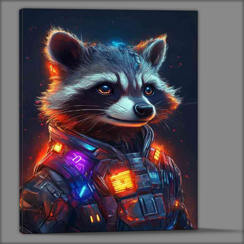 Buy Canvas : (A cute cyberpunk rocket raccoon)
