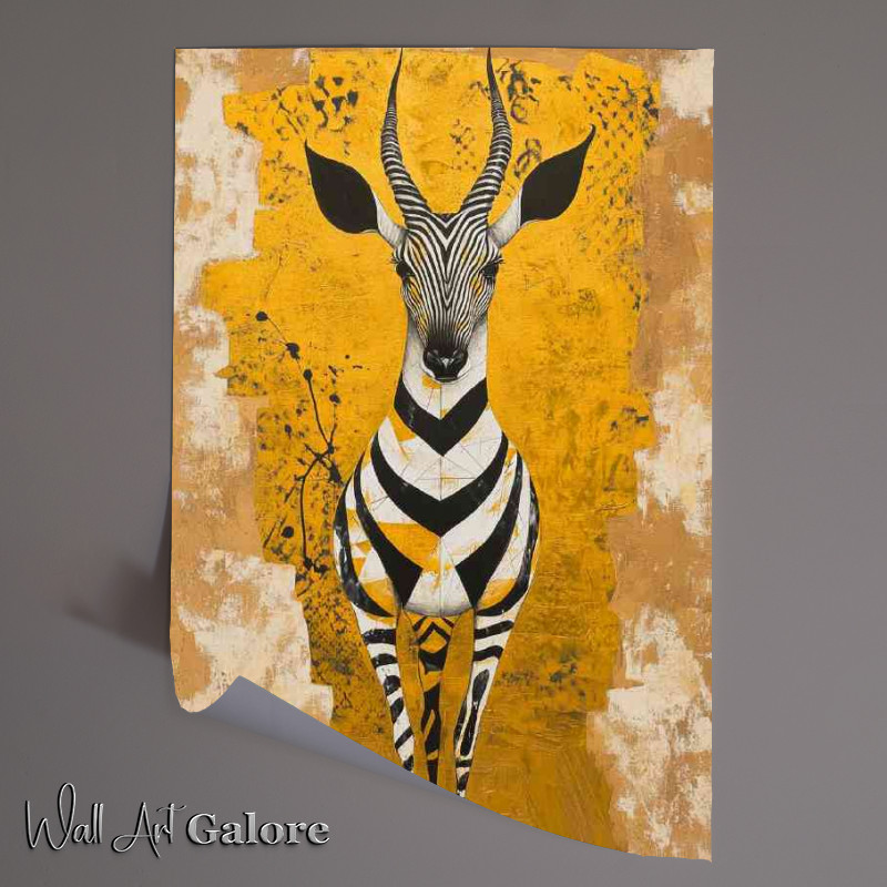 Buy Unframed Poster : (A surrealistic painting of an African antelope with lines)