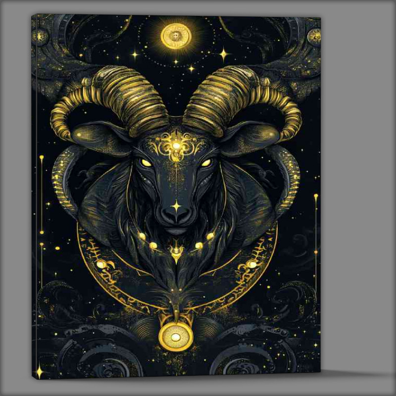 Buy Canvas : (Black and gold Capricorn zodiac sign)