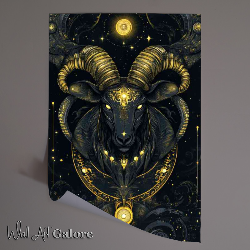 Buy Unframed Poster : (Black and gold Capricorn zodiac sign)