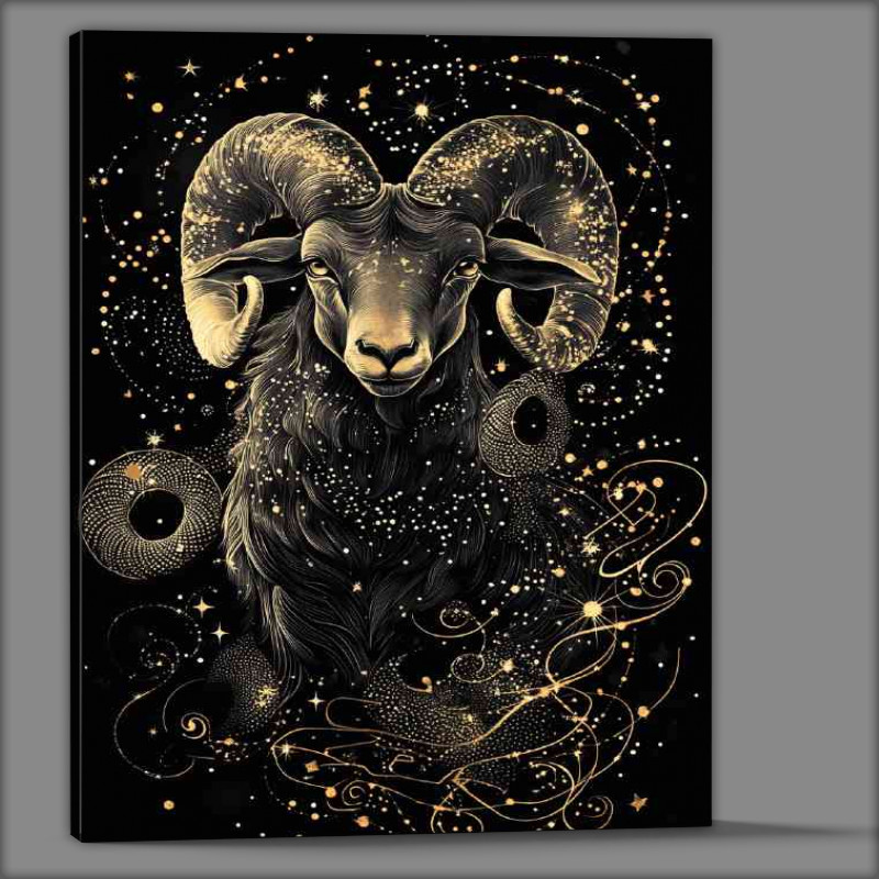 Buy Canvas : (Black background with the zodiac sign Aries)