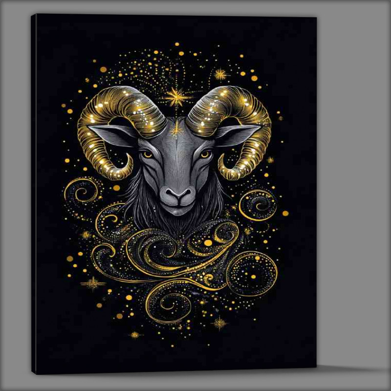 Buy Canvas : (Black background with the zodiac sign Aries in dark)
