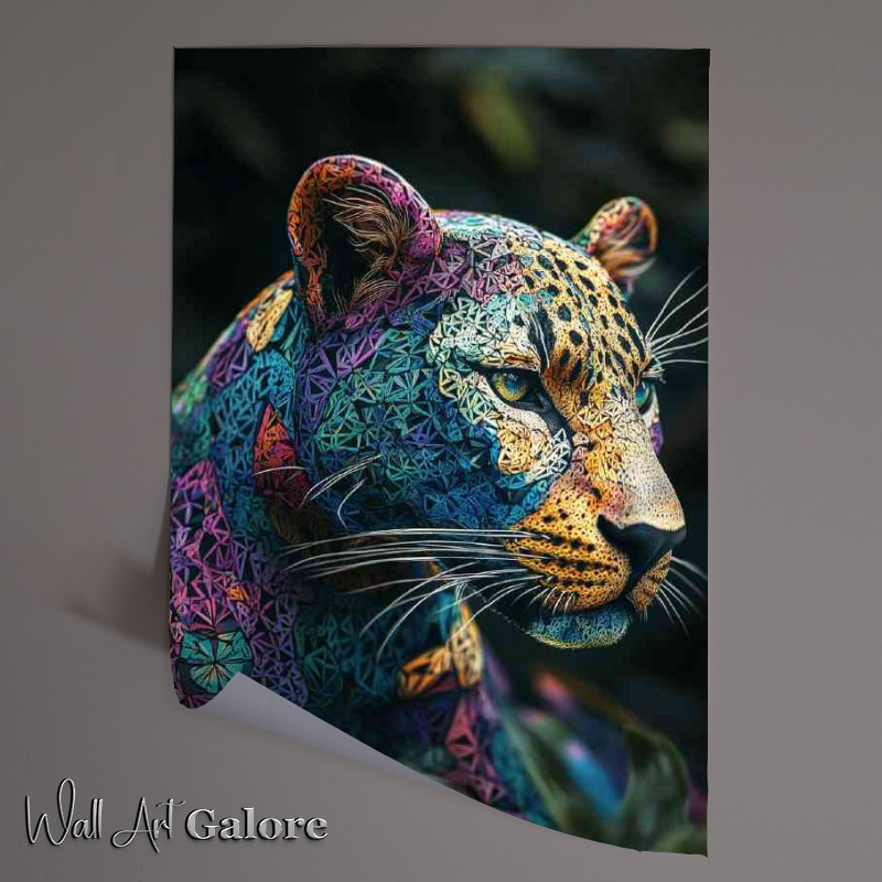 Buy Unframed Poster : (Colorful leopard with skin made of geometric pattern)