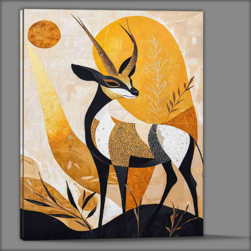Buy Canvas : (Detailed painting of an antelope with sun)