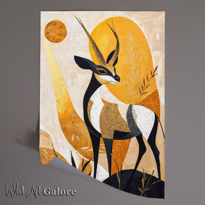 Buy Unframed Poster : (Detailed painting of an antelope with sun)