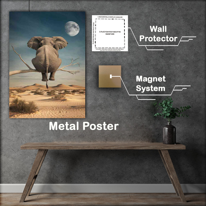 Buy Metal Poster : (Elephant sitting on a branch)