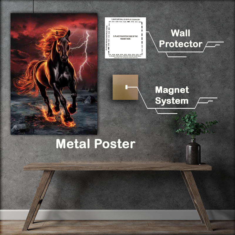Buy Metal Poster : (Fire race horse dark fantasy)