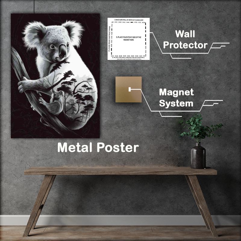 Buy Metal Poster : (Koala bear clinging to a tree.png)