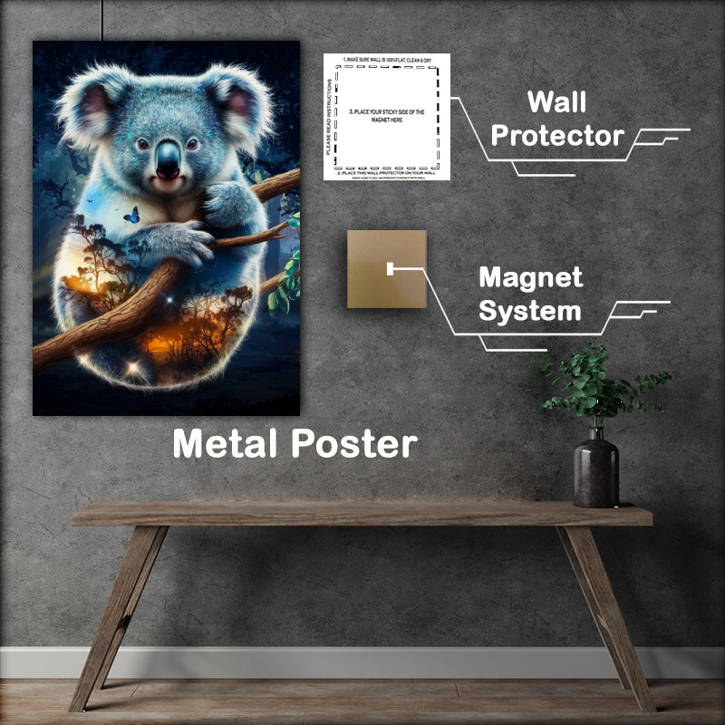 Buy Metal Poster : (Koala bear with shimmering blue)