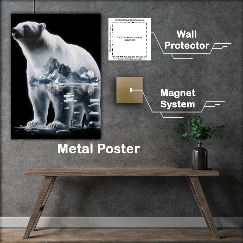 Buy Metal Poster : (Polar bear seemingly within the ice)
