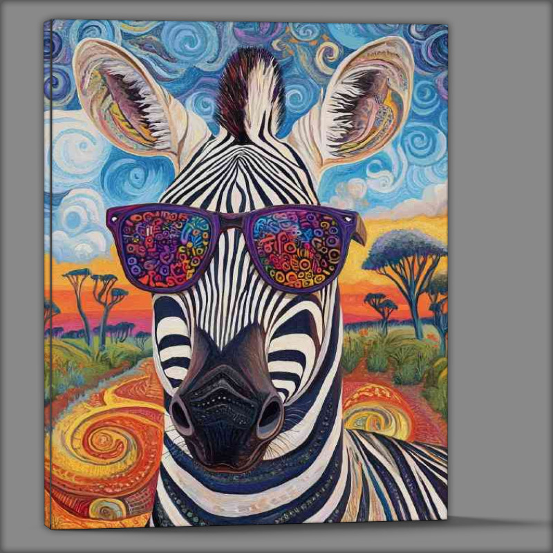 Buy Canvas : (Psychedelic zebra wearing sunglasses)