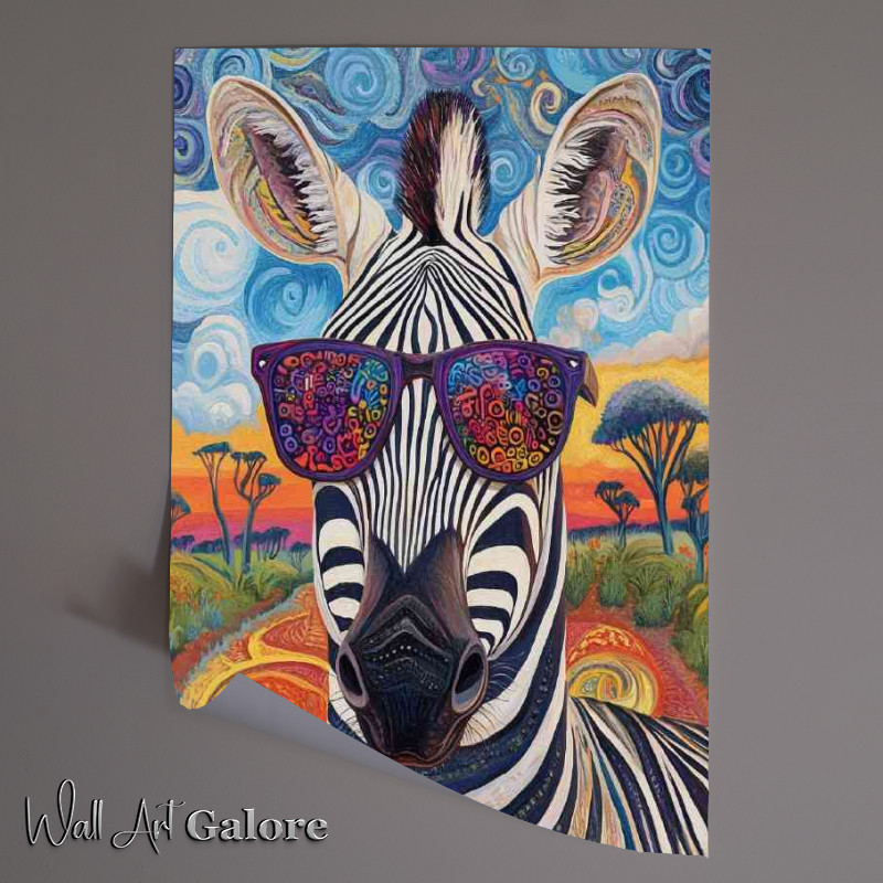 Buy Unframed Poster : (Psychedelic zebra wearing sunglasses)