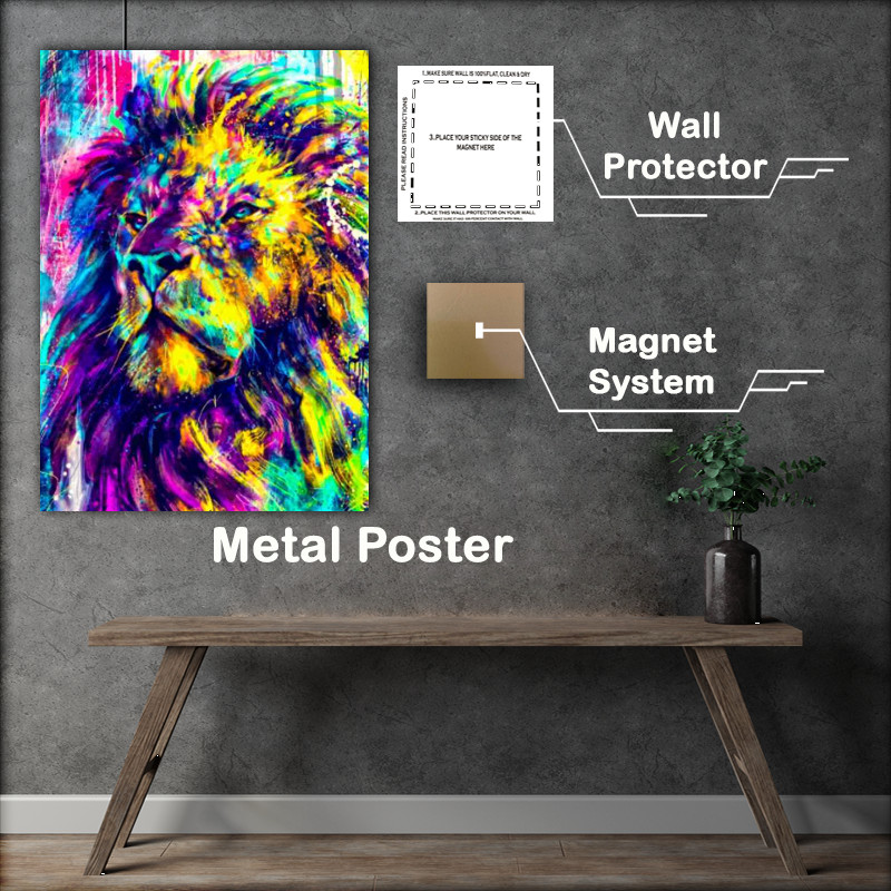 Buy Metal Poster : (Lion Art Colourful)