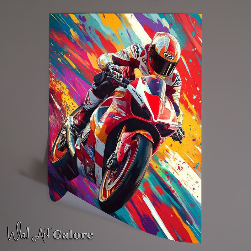 Buy Unframed Poster : (A racing bike with painted splash art)