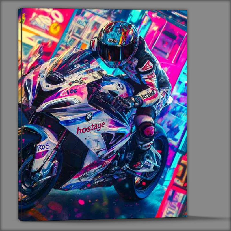 Buy Canvas : (BMW S P M8 race motorcycle in the style of airbrushed)