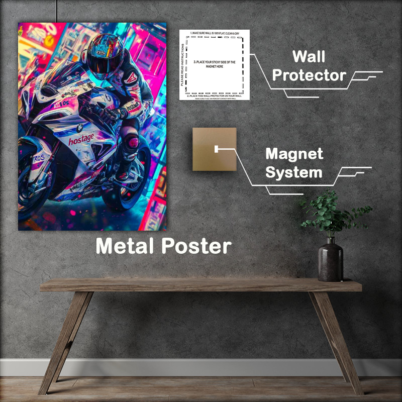 Buy Metal Poster : (BMW S P M8 race motorcycle in the style of airbrushed)