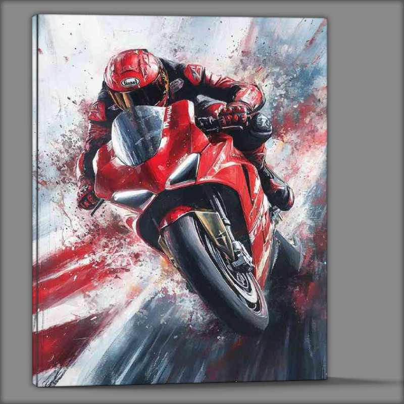 Buy Canvas : (Ducati Panigale V4R oil painting depicting speed splashed)