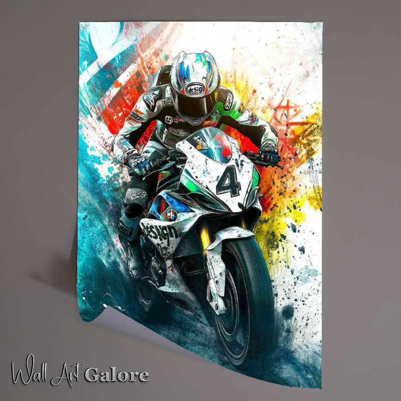 Buy Unframed Poster : (Moto Gp bike of R design with number 4 BMW M6 inspired graffiti paint)