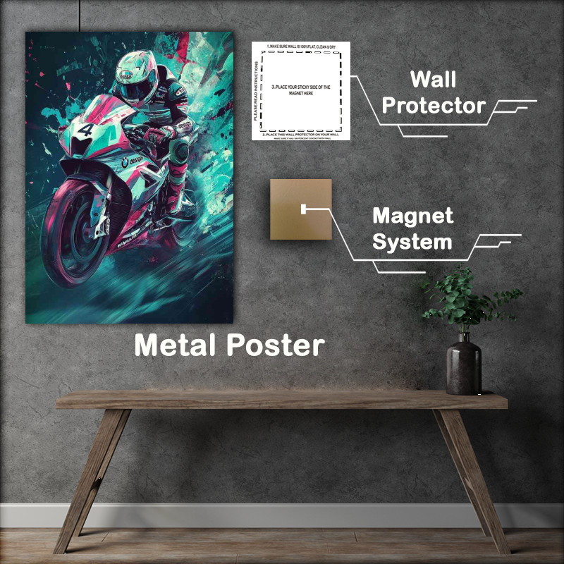 Buy Metal Poster : (Moto Gp bike of R design with number 4 BMW M6 inspired racing)