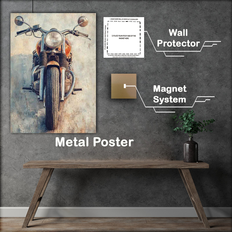 Buy Metal Poster : (Oil painting of a vintage motorcycle)