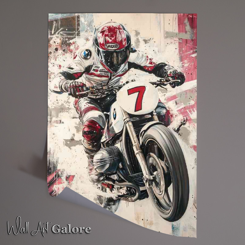 Buy Unframed Poster : (Painting of BMW SFlat white and red racing)