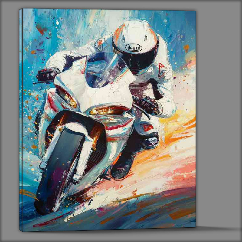 Buy Canvas : (Racing motorbike rider speeding)