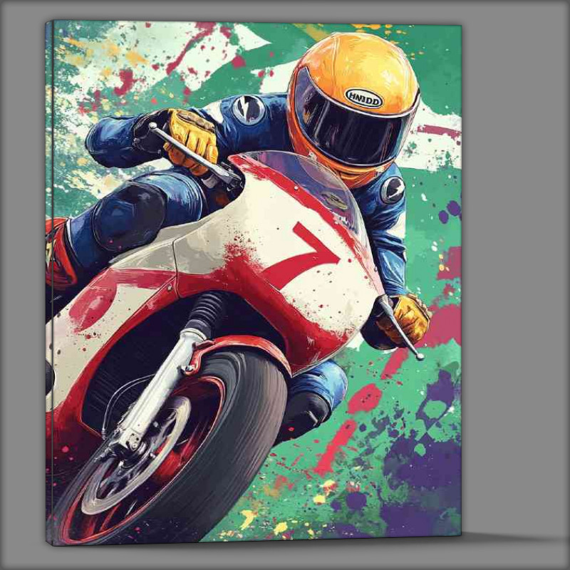 Buy Canvas : (Red and white Honda motorcycle with no seven)