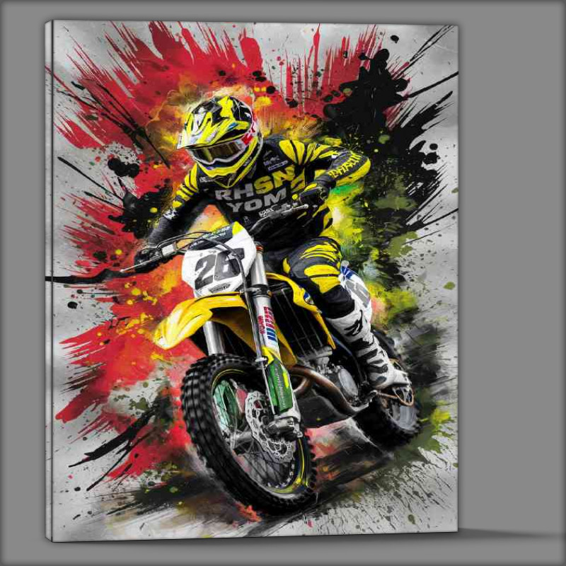 Buy Canvas : (motocross bike in a race splash art)