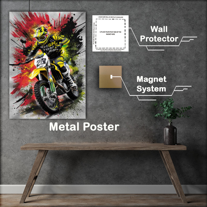 Buy Metal Poster : (motocross bike in a race splash art)