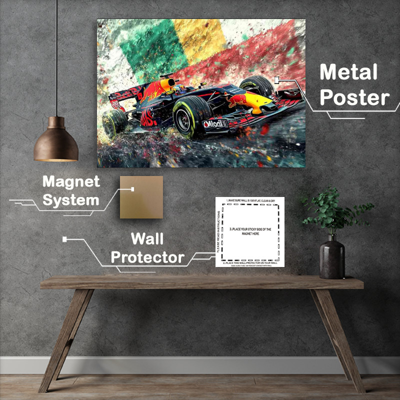 Buy Metal Poster : (Futuristic Formula One car with the Mexican colours)