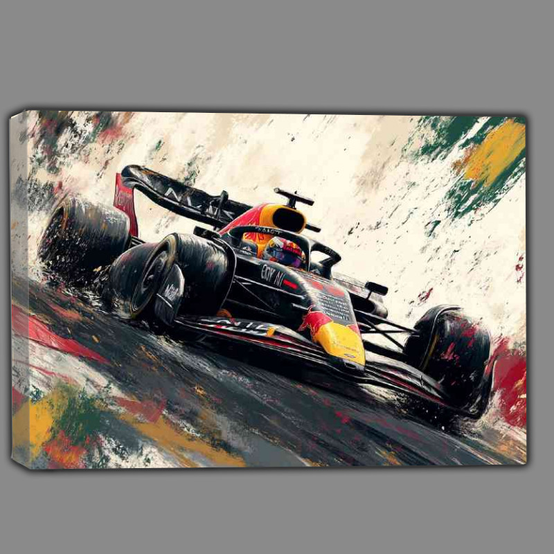 Buy Canvas : (Futuristic formula one car with splash painted art)