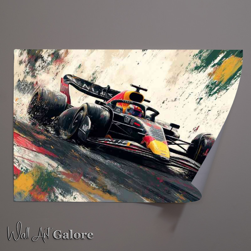 Buy Unframed Poster : (Futuristic formula one car with splash painted art)